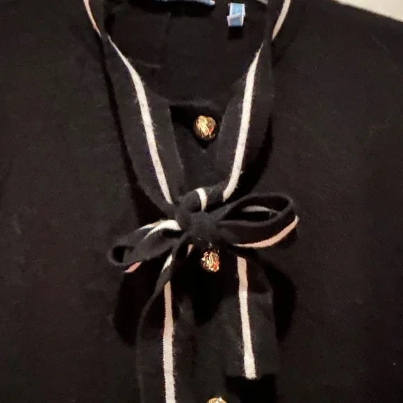 Cute Draper James Black Poncho with White Trim - Picture 3 of 7